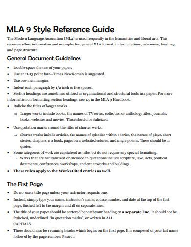 26+ MLA 9 Format Examples in PDF | Examples