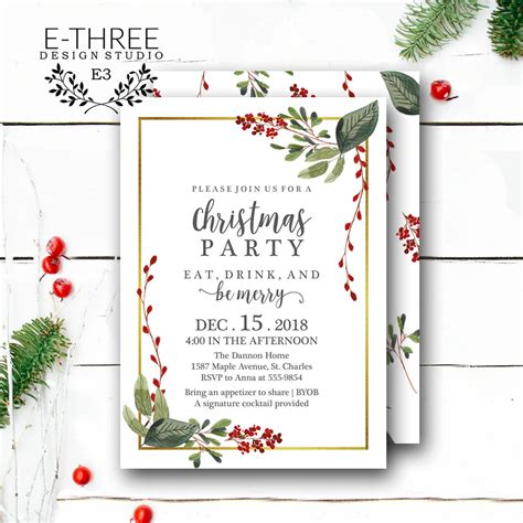 Elegant Christmas Invitations Templates Free