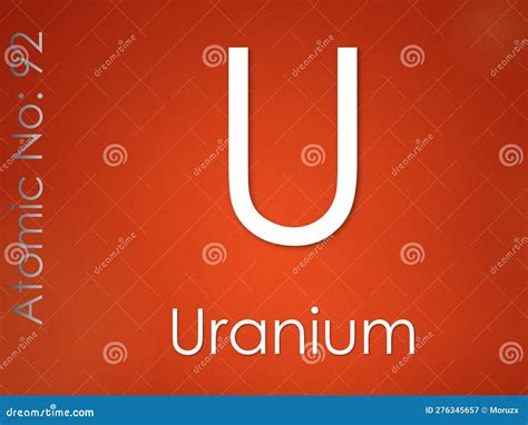 Uranium Chemical Element Symbol On Red Gradient Background Stock