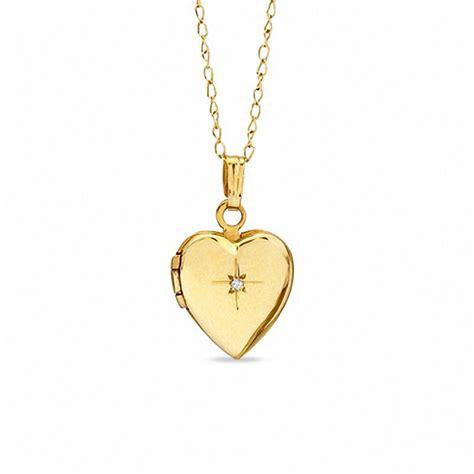 Childs Diamond Accent Locket In 10k Gold 13 Peoples Jewellers