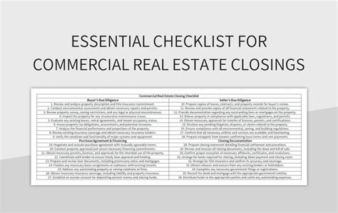 Free Closing Checklist Templates For Google Sheets And Microsoft Excel