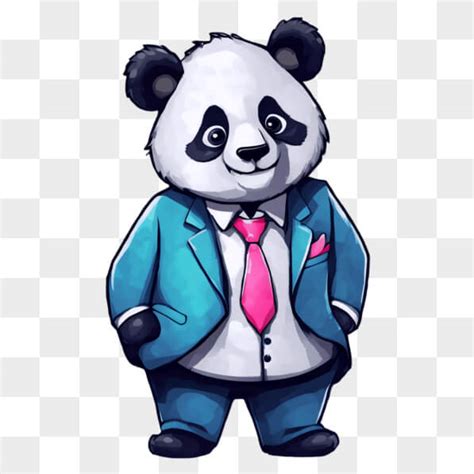 Descarga Elegante Oso Panda De Dibujos Animados Con Traje Azul Y