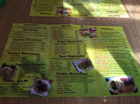 Menu At Taqueria El Amigo Restaurant Waltham