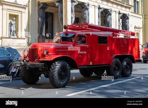 Saint Petersburg Russia June Soviet Fire Truck Based On