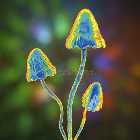 Psilocybin Mushrooms Generative Ai Illustration Commonly Known As