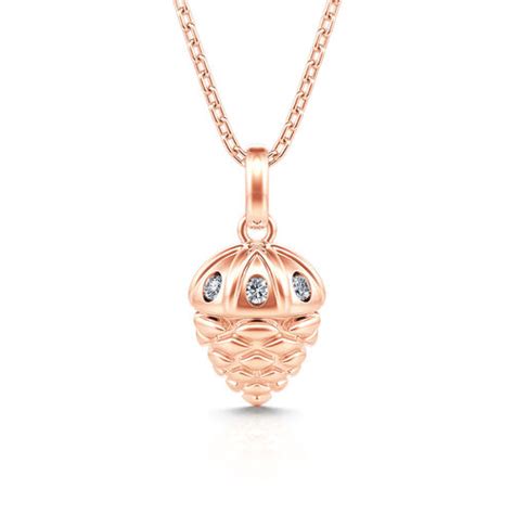 Jeulia Lucky Acorn Rose Gold Tone Sterling Silver Necklace Jeulia