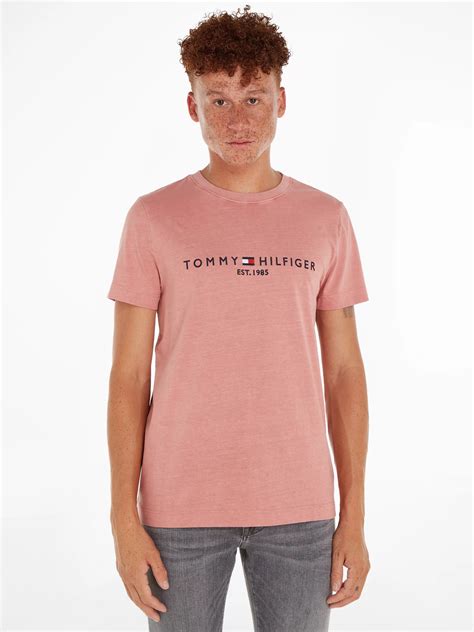 Tommy Hilfiger Garment Dye Logo T Shirt Teaberry Blossom At John Lewis