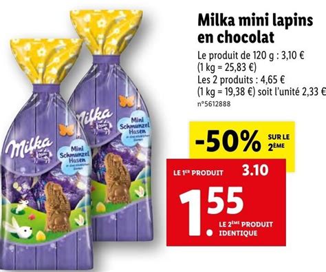 Promo Milka Mini Lapins En Chocolat Chez Lidl