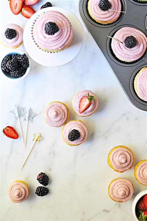 Vanilla Cream Cheese Cupcakes With Blackberry Lemon Buttercream A