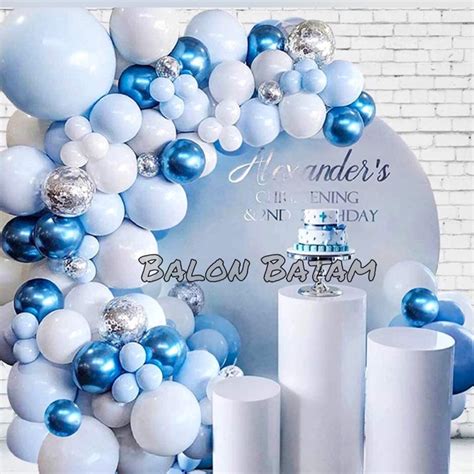 Jual Paket Balon Dekorasi Biru Putih 9839 Shopee Indonesia