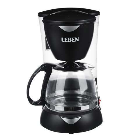 Кофеварка капельная LEBEN 286-024, 550 Вт, на 6 чашек, 0,6 л, черный ...