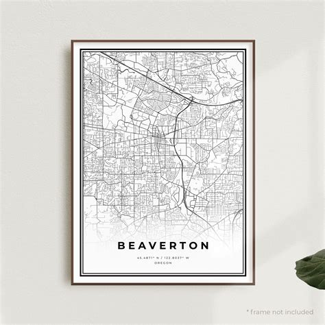 Beaverton Map Print Beaverton Street Map Poster Oregon | Etsy