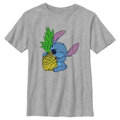 Boy's Lilo & Stitch Pineapple Lover Stitch T-shirt - Athletic Heather - Medium : Target