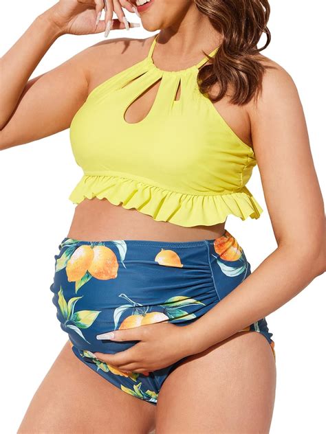Summer Mae Maternity Bikini Swimsuit Wrap Front Lace Up Two Piece Bathing Suit Pregnancy