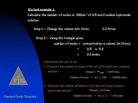 Standard Grade Chemistry Calculations Calculations Involving The Mole