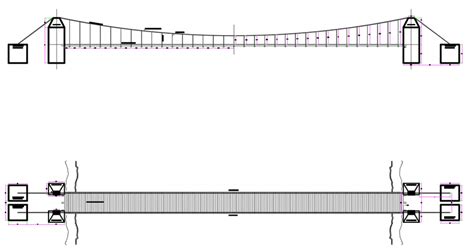 2d cad drawing of suspension bridge autocad software - Cadbull