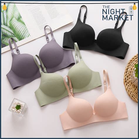 [night Market] Wireless Seamless Plunge Push Up Bra Coli Wanita Tanpa