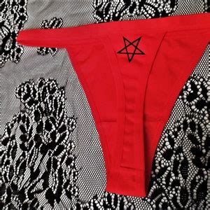 Satanic Thong Pentagram Lingerie Gothic Witch Hell Baphomet Etsy