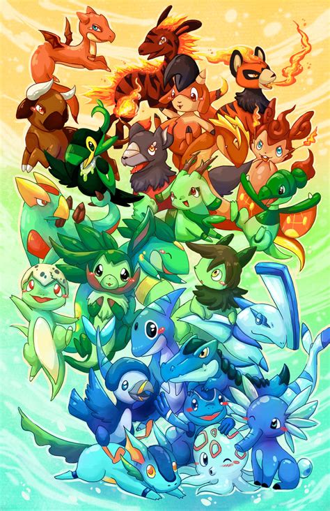 fakemon starters commission by michellescribbles on DeviantArt