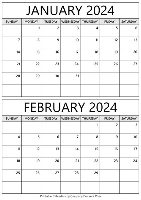 January February 2024 Calendar Printable Free Template Nissy Blakelee