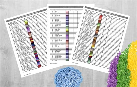 Printable Diamond Painting Dmc Color Chart Tracker Inventory Etsy