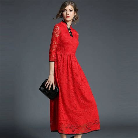 Maxi Long Dresses Women Lace Dress 2018 Red Summer Sexy Slim Long Gown