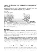 Nucleophilic Substitution Lab - Nucleophilic Substitution 1 Structural Effects on the S N1 and ...