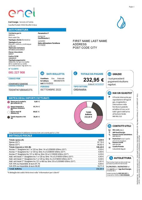 Italy Fake Utility Bill Template