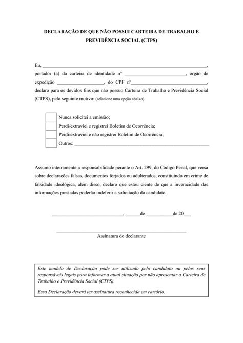 Modelo De Declara O De Ausencia No Trabalho V Rios Modelos