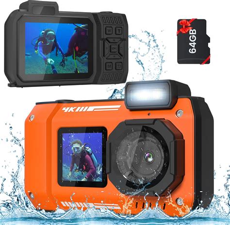 4K Underwater Camera 33FT Waterproof Camera, 65MP Autofocus Selfie Dua ...