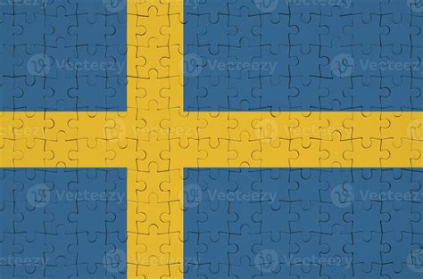 Sweden Flag Is Depicted On A Folded Puzzle Stock Photo At Vecteezy