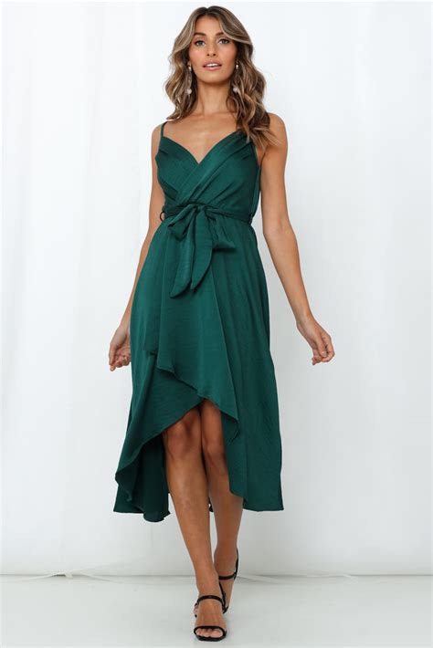 Teal High Low Midi Wedding Guest Dress Hi Miss Puff