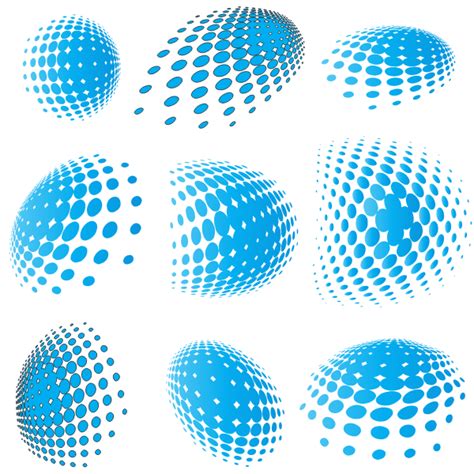 Blue Halftone Shapes Vector Set Free Svg