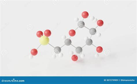 Sulfoquinovose Molecule 3d Molecular Structure Ball And Stick Model