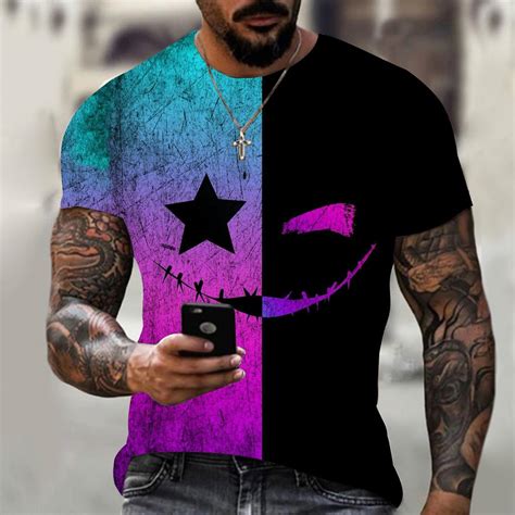 Buy 2022 Summer Fashion Devil Smile Shirt 3d Print O Neck Short Sleeve Streetwear Tee Man