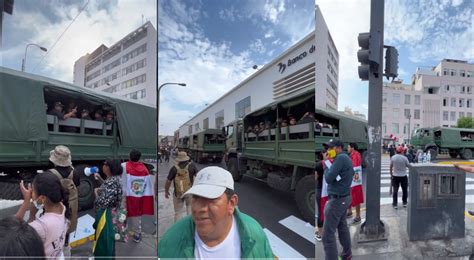 Toma de Lima camiones porta tropas con policías se preparan para