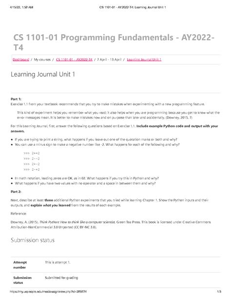 Solution Cs Ay T Learning Journal Unit Studypool