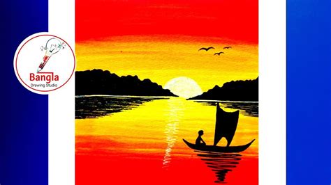 How To Draw A Painting With Doms Brush Pen Sunset Scenery