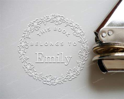 Custom Library Embosser Stamp This Book Belongs To Emily Personalized