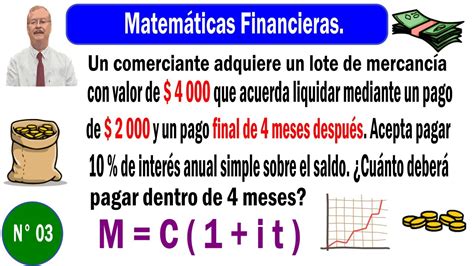 Interés Simple Matemáticas Financieras Un comerciante adquiere un lote