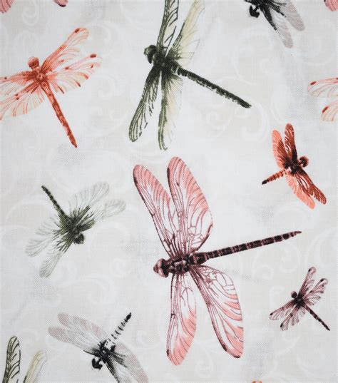 Premium Quilt Cotton Fabric Chloe Dragonflies Ivory JOANN