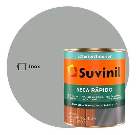 Tinta Acetinada Seca Rápido 800ml Suvinil Cinza Inox