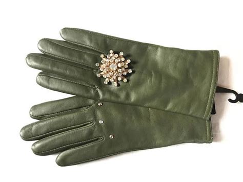 Stunning Green Leather Winter Driving Gloves Etsy Green Leather