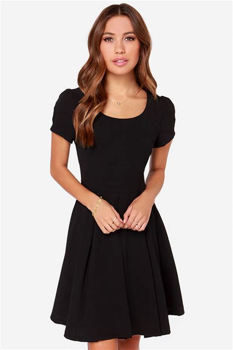 Bakewell Black Dress Lbd Short Sleeve Dress 7500 Lulus