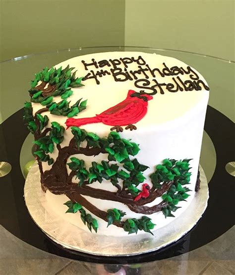 Cardinal In A Tree Layer Cake – Classy Girl Cupcakes