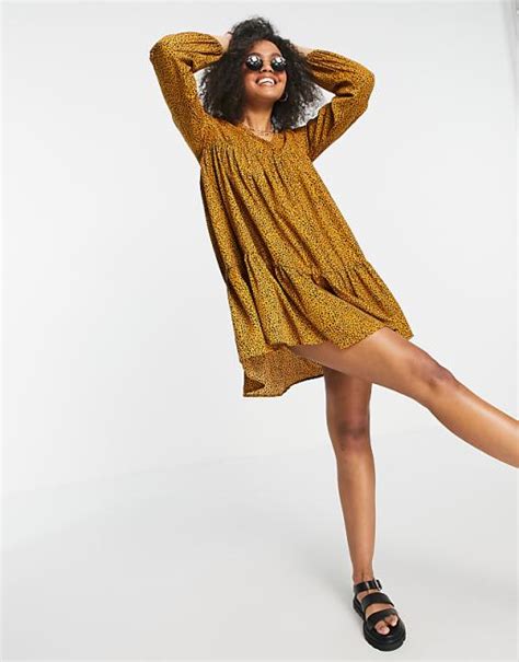 Qed London Smock Dress In Leopard Print Asos