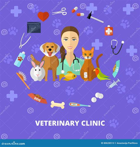 Veterinary Icons Set Stock Vector Illustration Of Centre 80628513