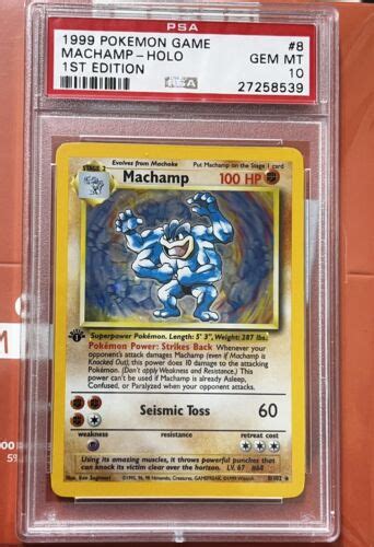 1999 Pokémon Base Set 1st Edition Holo Machamp 8 102 PSA 10 GEM MINT eBay