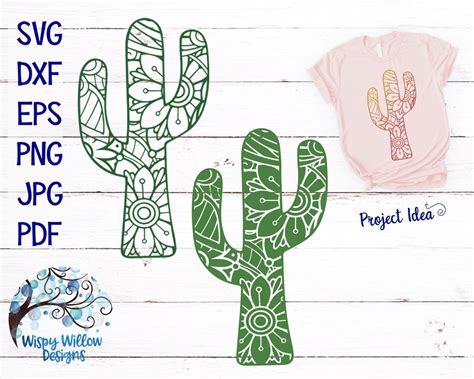 Cactus Mandala SVG DXF Png Cactus Zentangle Cactus SVG Etsy