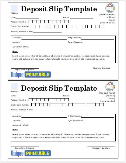 10 Free Deposit Slip Templates Free Unique Printable Templates